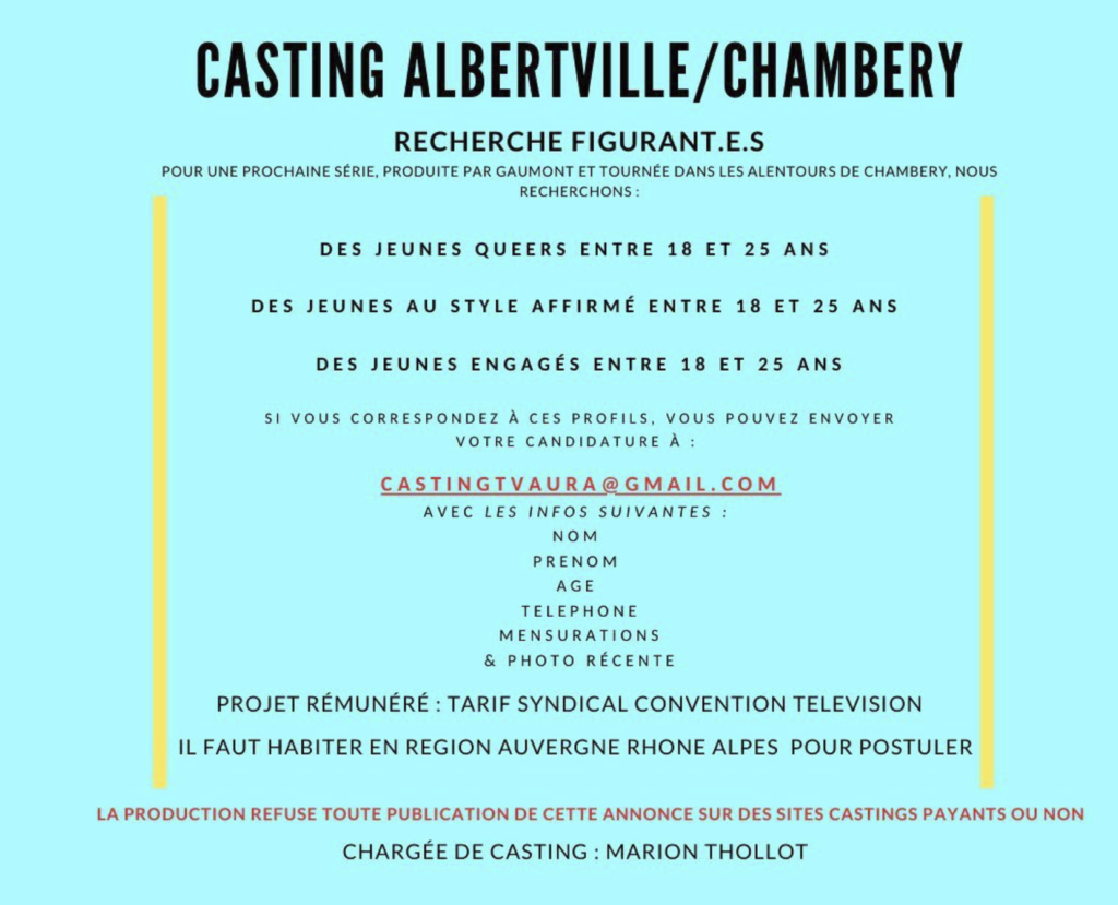 Annonce casting jeune